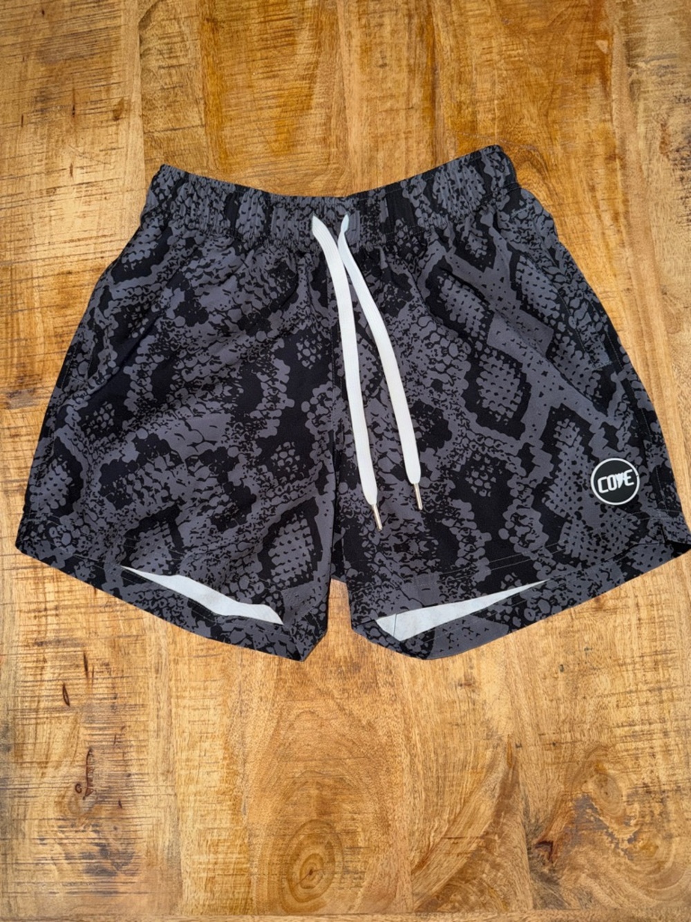 Cove Black & Gray Snake-Print Running Shorts